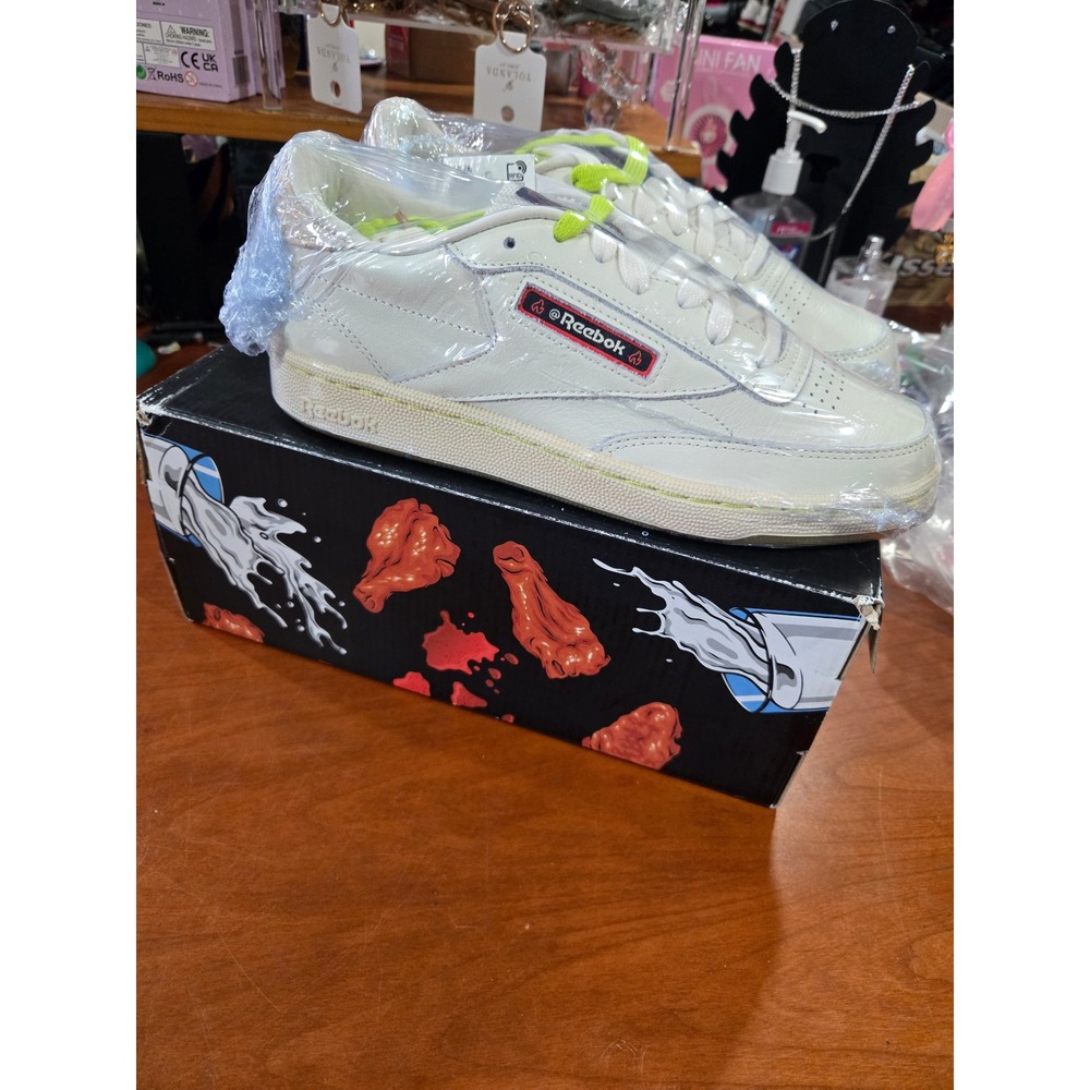 Reebok Club C 85 Hot Ones Chalk White Neon Green H68847 Mens 6 Womens 7.5